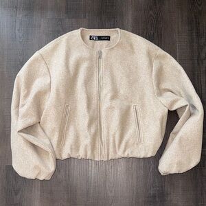 Zara Light Cream Bomber Jacket